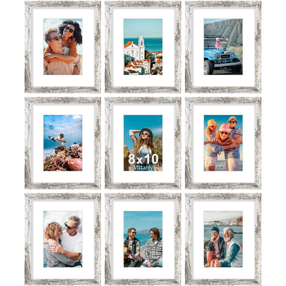 Vittanly 8x10 Picture Frames Set of 9 for Wall or Tabletop Display, Black