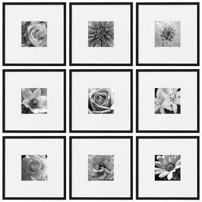 eletecpro Picture Frames Set of 9, 12x12 in, Acrylic Cover, Black