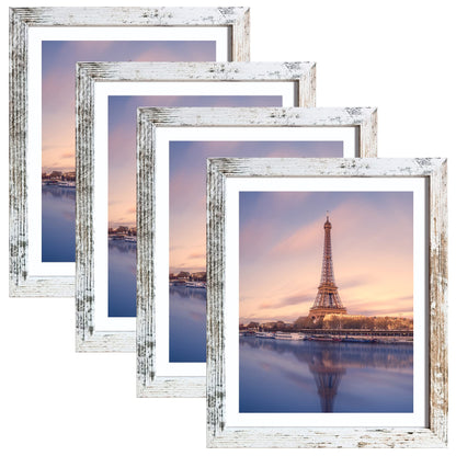 SESEAT 8x10 Picture Frames Rustic Brown with Mat Photo Frames 4 Packs for Tabletop or Wall