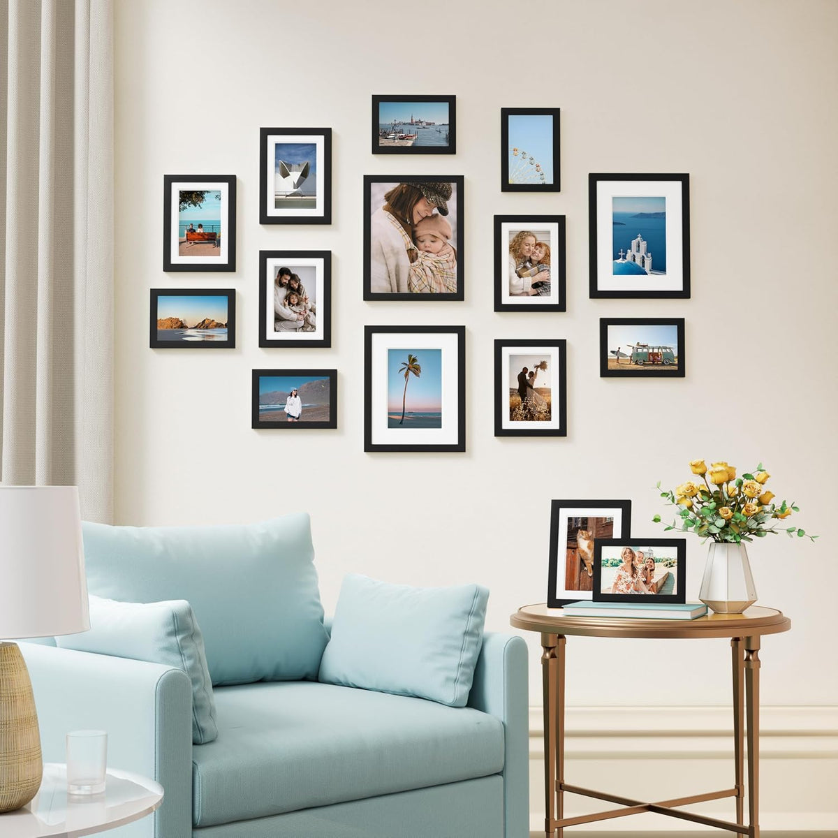 Vittanly 15 Pack Picture Frames Collage Wall Decor, Wall/Tabletop Display
