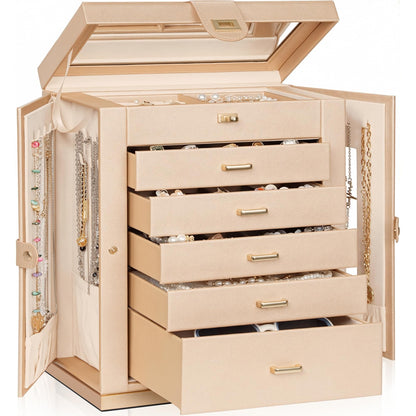 AKOZLIN 6-Tier Jewelry Box Organizer 5 Drawers Storage Black Regular