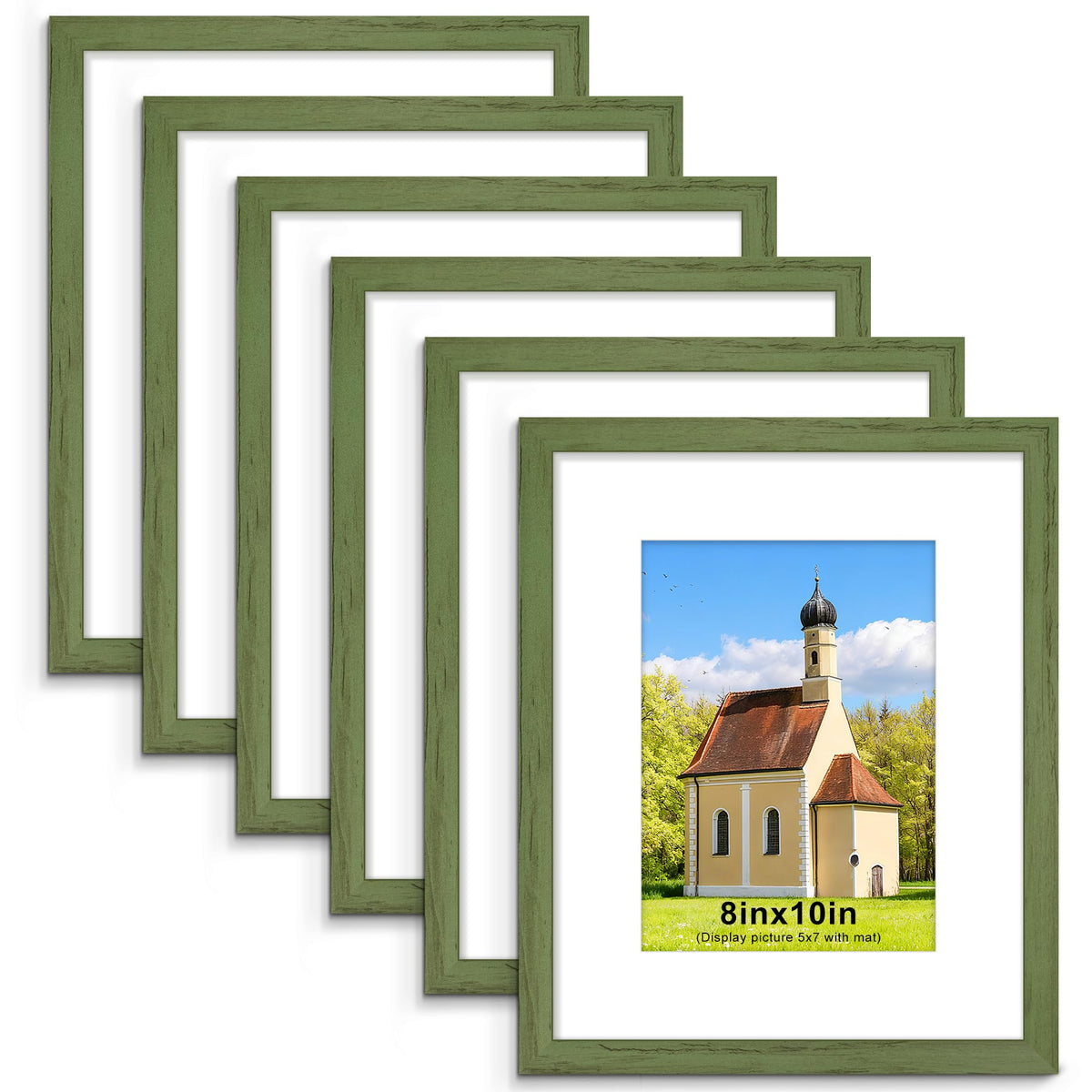 PEALSN 8x10 Picture Frame Set of 6,Wall or Tabletop Display,Black Woodgrain