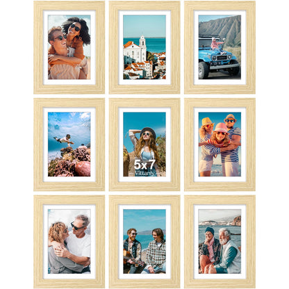 Vittanly 8x10 Picture Frames Set of 9 for Wall or Tabletop Display, Black