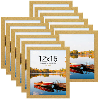 Picrit 8x10 Picture Frame Set of 12, Modern Gallery Wall Frames, Black