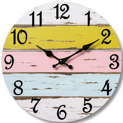 CHYLIN Wall Clock Non-Ticking Battery Operated Silent Rustic Coastal