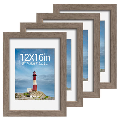 5x7 picture frame 4 Pack, 4x6 Mat, Black Wood, Glass, for Photo