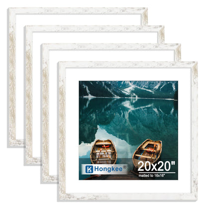 Hongkee 5x7 Picture Frame Set of 4, Real Glass and Wooden Frame, 4x6 Mat