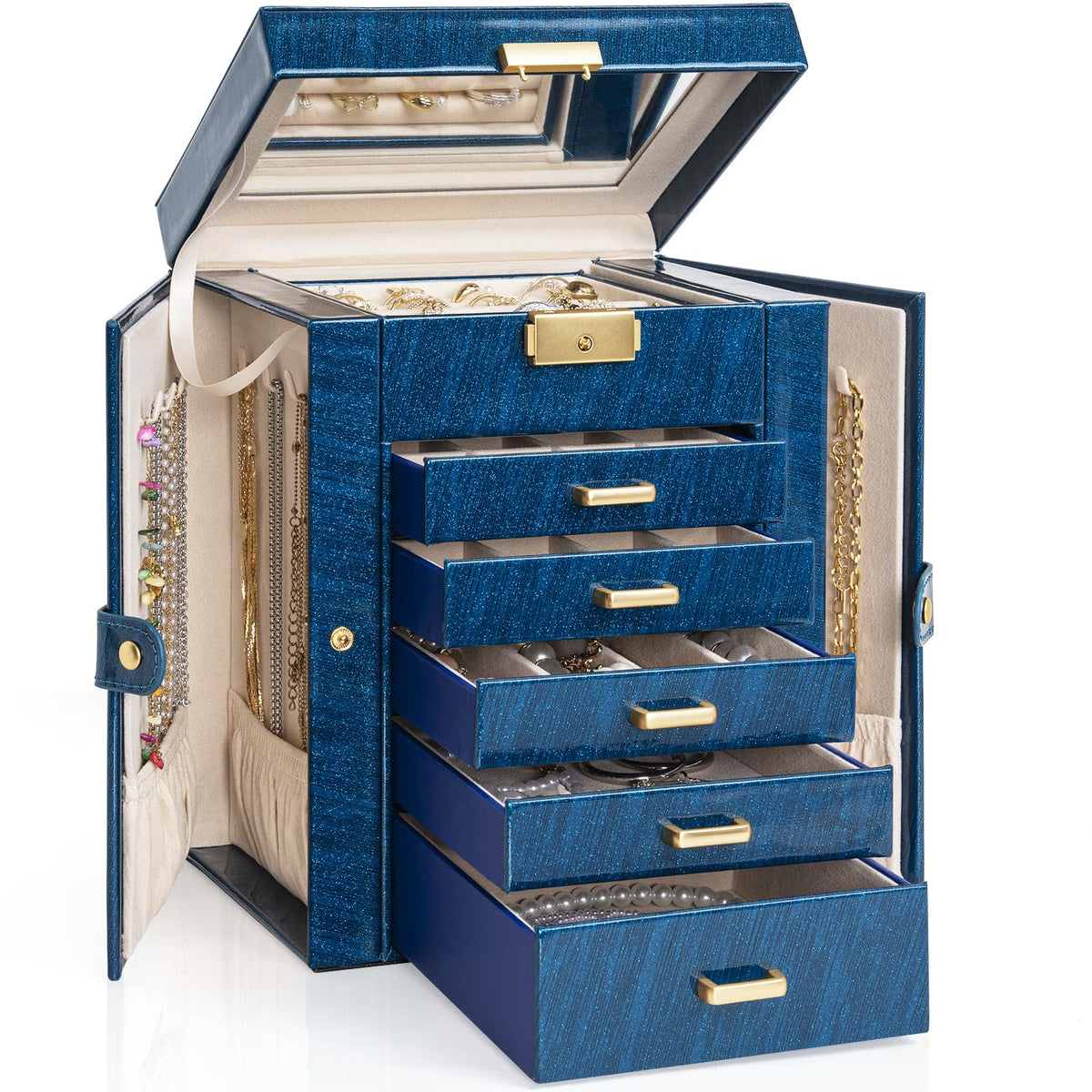 AKOZLIN 4-Tier Jewelry Box 3 Drawers Jewelry Storage Organizer for Women