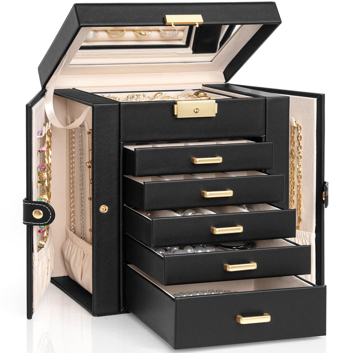AKOZLIN 4-Tier Jewelry Box 3 Drawers Jewelry Storage Organizer for Women