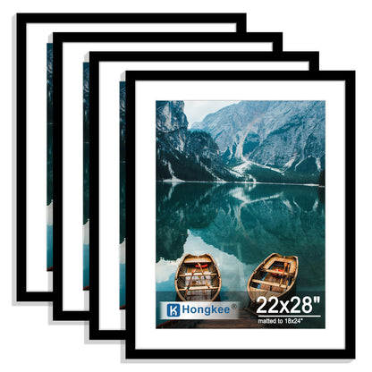 Hongkee 5x7 Picture Frame Set of 4, Real Glass and Wooden Frame, 4x6 Mat