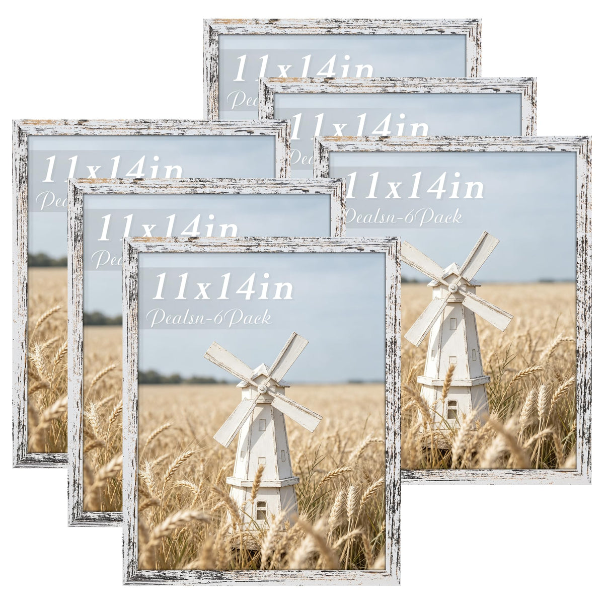 PEALSN 8x10 Picture Frame Set of 6, Wall or Tabletop, Black Woodgrain
