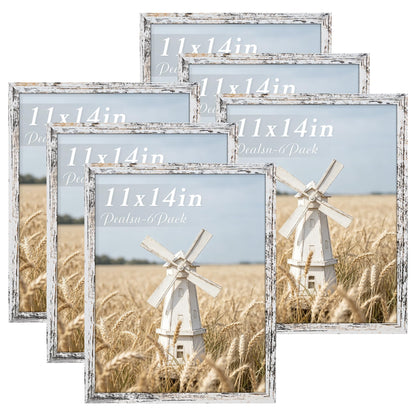 PEALSN 8x10 Picture Frame Set of 6, Wall or Tabletop, Black Woodgrain