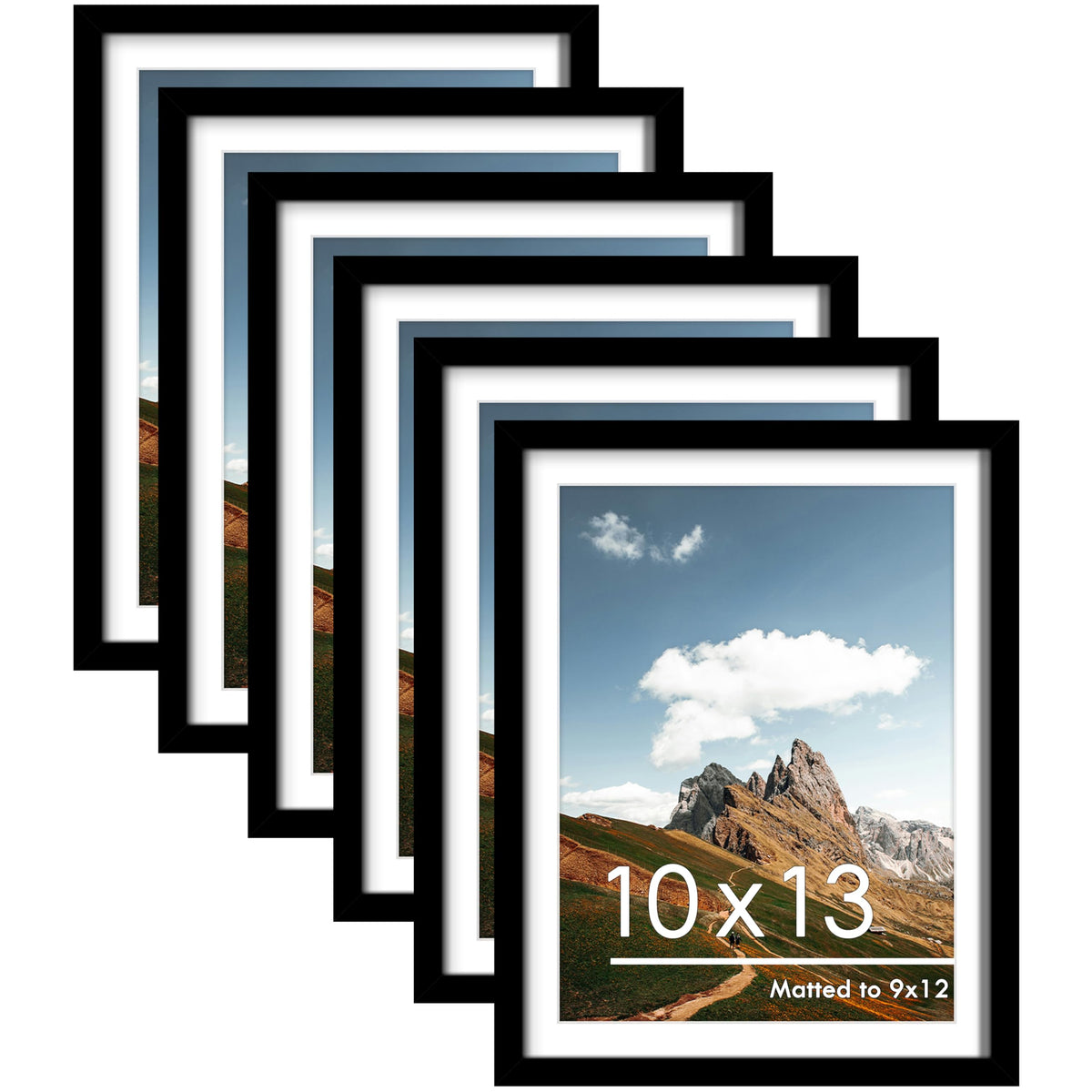 PEALSN 8x10 Picture Frame Set of 6,Wall or Tabletop Display,Black Woodgrain