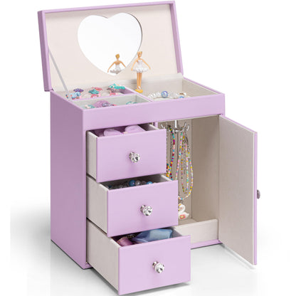 VLANDO 4 Layer Musical Jewelry Box, 3 Drawers Storage and Necklace Hook