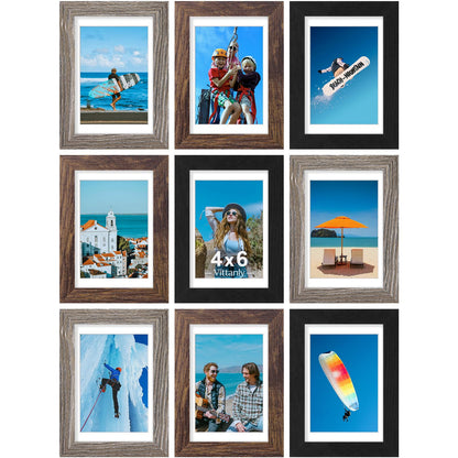 Vittanly 8x10 Picture Frames Set of 9 for Wall or Tabletop Display, Black