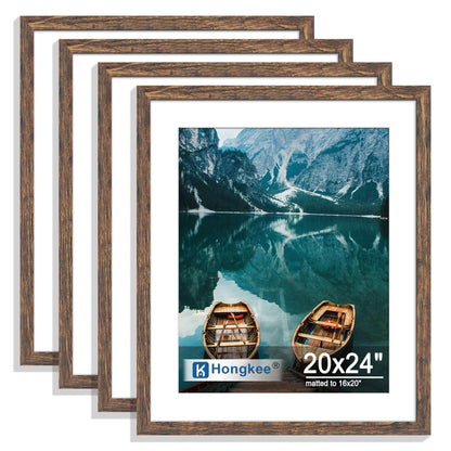 Hongkee 5x7 Picture Frame Set of 4, Real Glass and Wooden Frame, 4x6 Mat