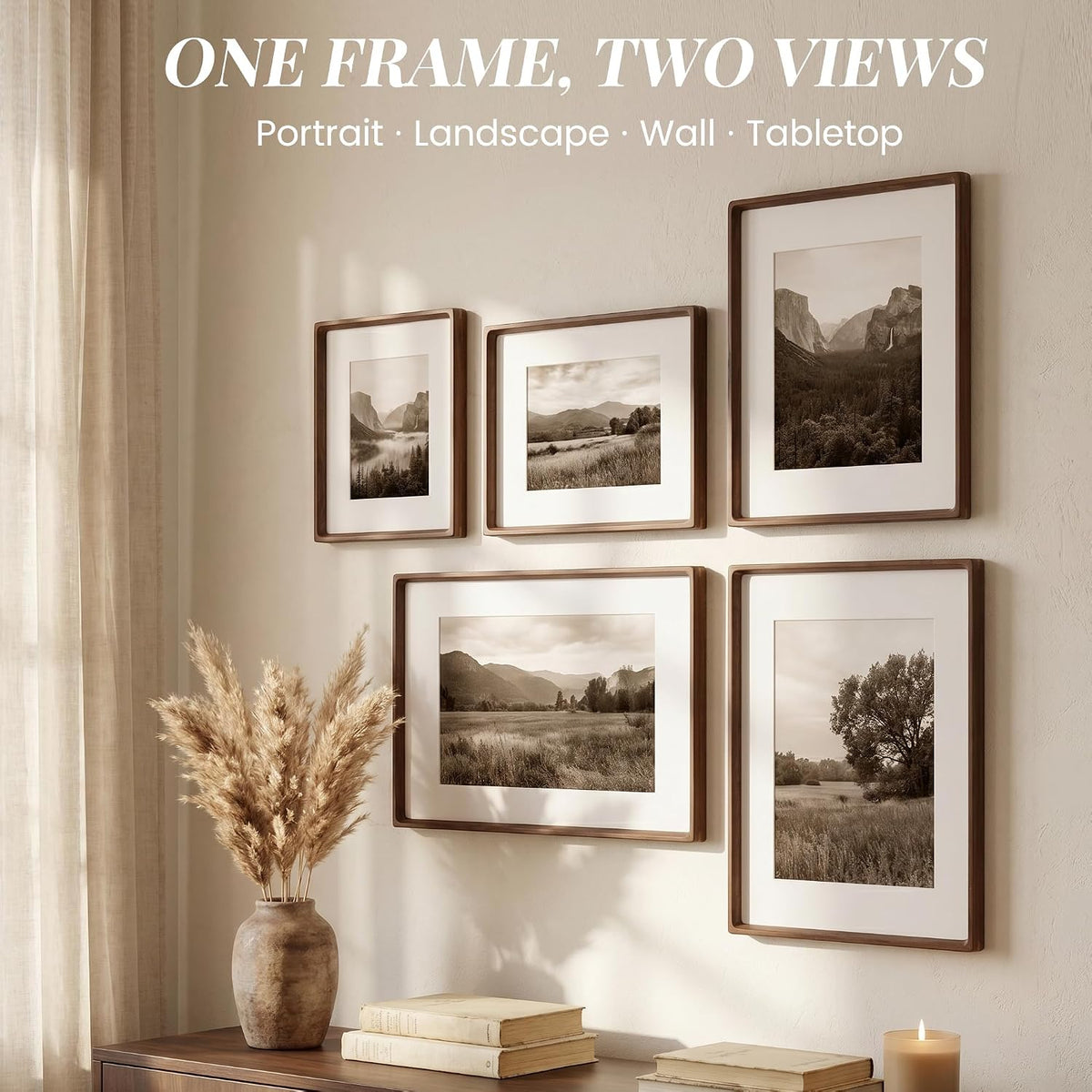 Picture Frames, Solid Walnut Wooden Frame,Round Corner Hand Craft Photo Frame, 11x14 Matted to 8x10, 11 by 14 Document Diploma Frame with HD Real Glass,Wall or Tabletop Display