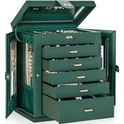 AKOZLIN 6-Tier Jewelry Box Organizer 5 Drawers Storage Black Regular