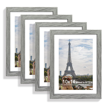 Hongkee 5x7 Picture Frame Set of 4, Real Glass and Wooden Frame, 4x6 Mat