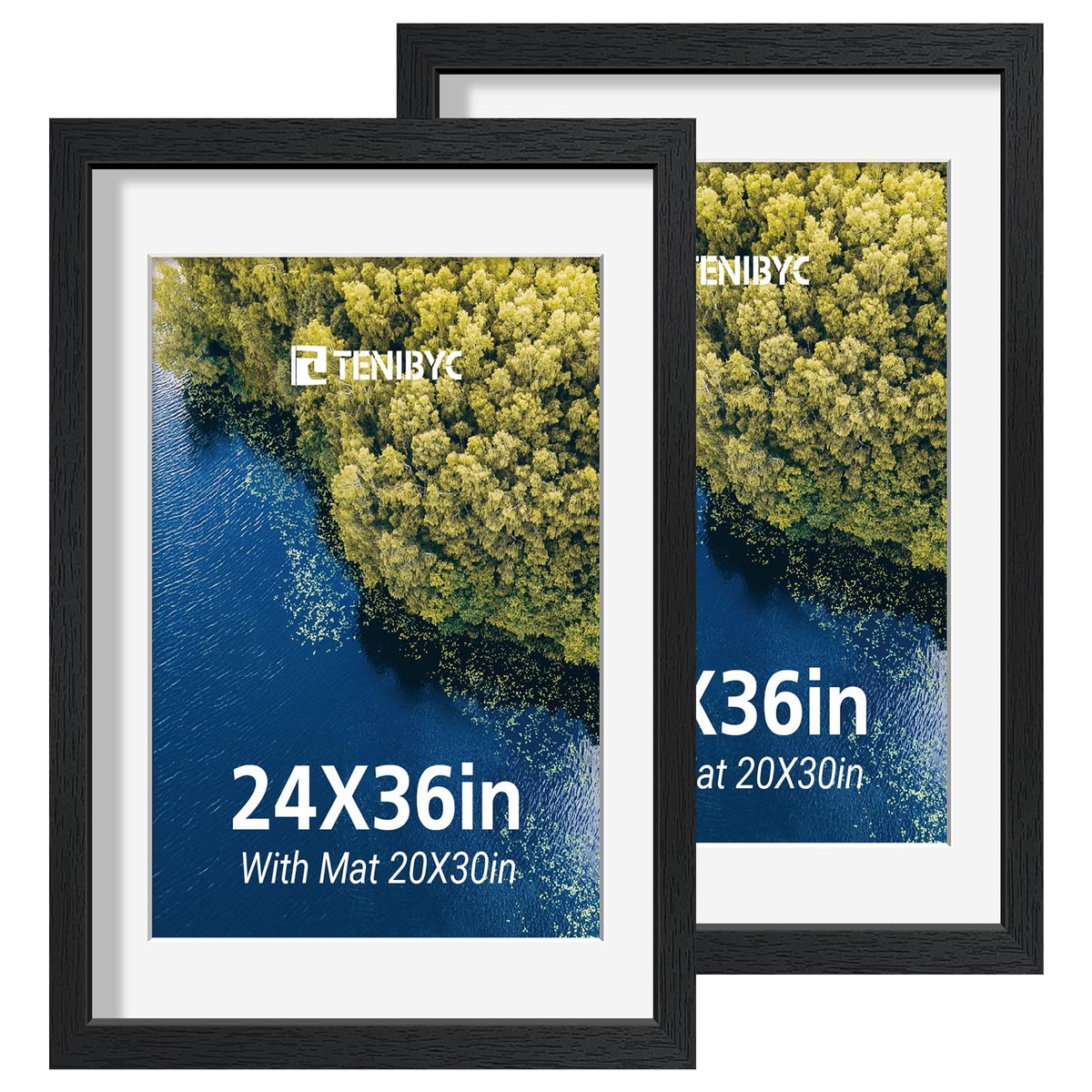 5x7 picture frame 4 Pack, 4x6 Mat, Black Wood, Glass, for Photo