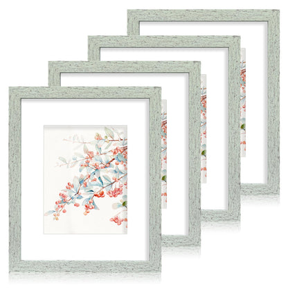 Hongkee 5x7 Picture Frame Set of 4, Real Glass and Wooden Frame, 4x6 Mat