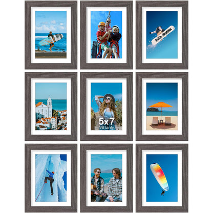 Vittanly 8x10 Picture Frames Set of 9 for Wall or Tabletop Display, Black