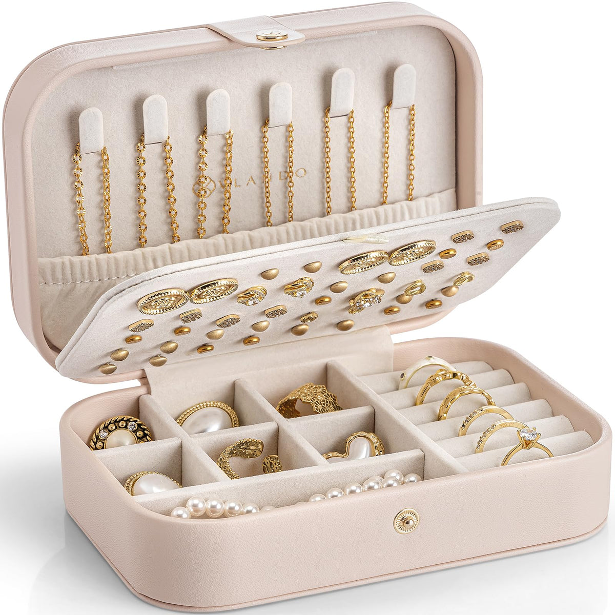 VLANDO Travel Jewelry Case, Portable Jewelry Earring Box Organizer