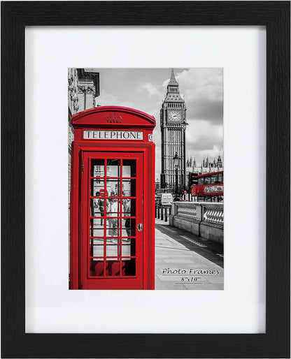 PEALSN 8x10 Picture Frame Set of 6,Wall or Tabletop Display,Black Woodgrain