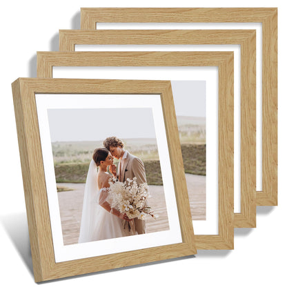 Hongkee 5x7 Picture Frame Set of 4, Real Glass and Wooden Frame, 4x6 Mat