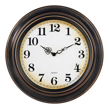 Yoiolclc Wall Clock Battery Operated Silent Non-Ticking Vintage Wall Clocks for Kitchen, School, Living Room (12Inch, Bronze)