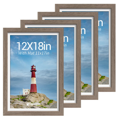 5x7 picture frame 4 Pack, 4x6 Mat, Black Wood, Glass, for Photo