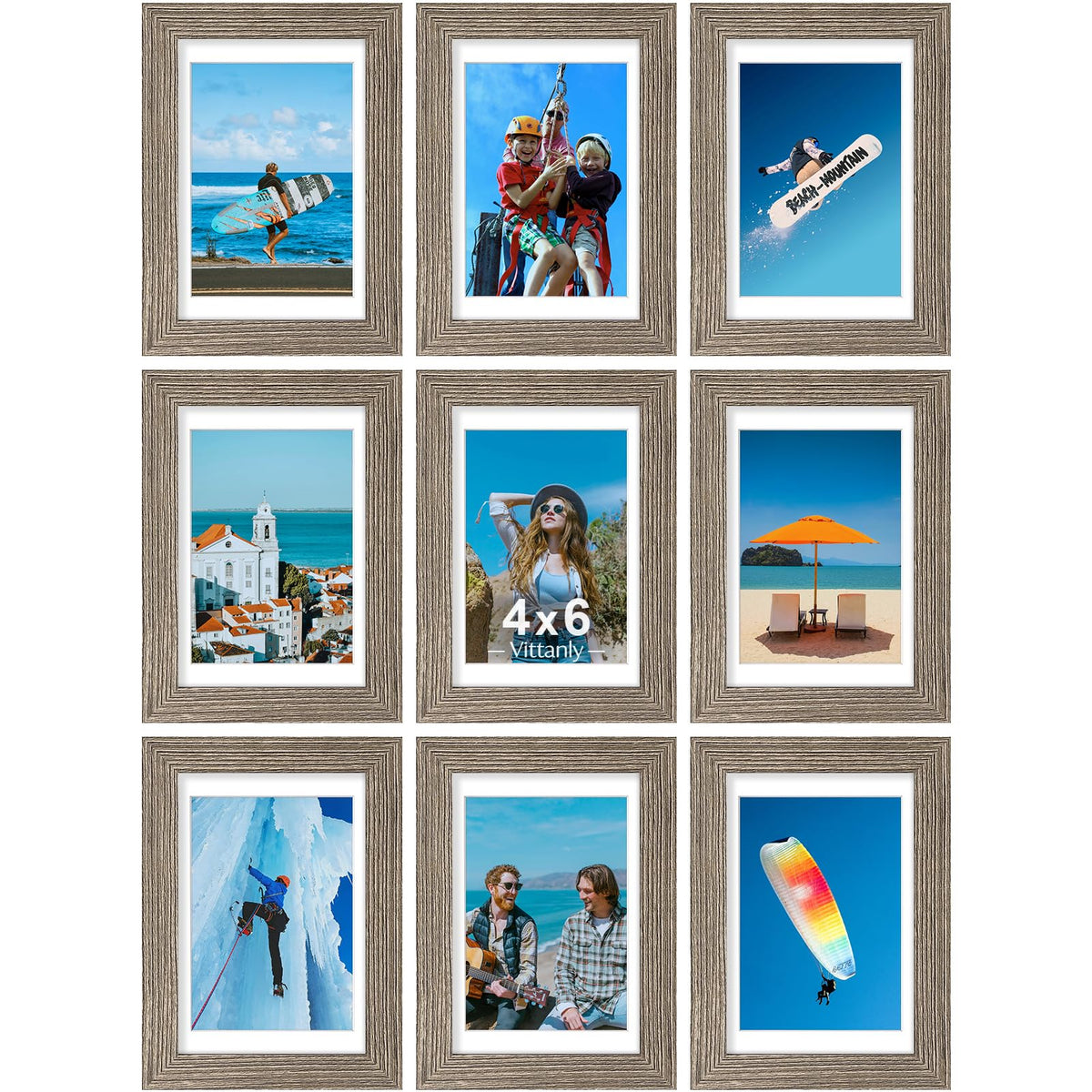 Vittanly 8x10 Picture Frames Set of 9 for Wall or Tabletop Display, Black