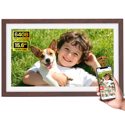 64GB 15.6" Frameo Digital Picture Frame WiFi, Large Electronic Photo Frames