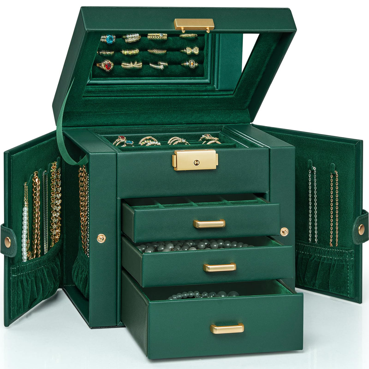 AKOZLIN 4-Tier Jewelry Box 3 Drawers Jewelry Storage Organizer for Women