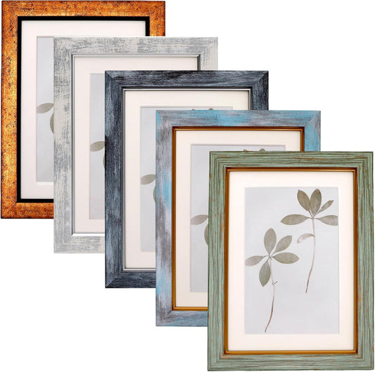 Fixwal 5x7 Picture Frame Set of 5 with Tempered Glass, Multicolor