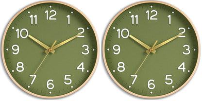 Roymnie 14 Inch Wall Clock Battery Operated Silent Non Ticking Green Analog