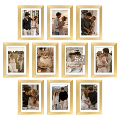 upsimples 5x7 Picture Frame, Photo Collage Wall Decor Set of 10, Black