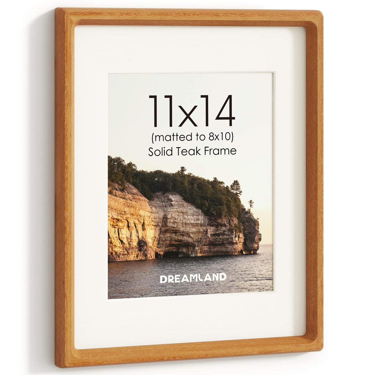 Dreamland 8x10 Picture Frame, USA-Sourced Oak Wood Photo Frames with HD Tempered Glass, 8 x 10 Wooden Frame Matted to 5 x 7, 8x10 Frames Handcrafted Rounded Corner for Tabletop or Wall Display