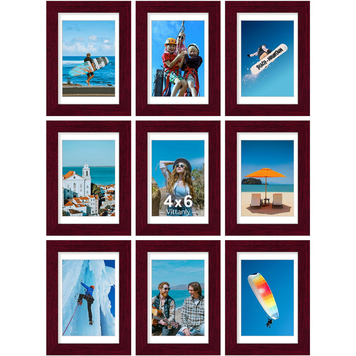 Vittanly 8x10 Picture Frames Set of 9 for Wall or Tabletop Display, Black