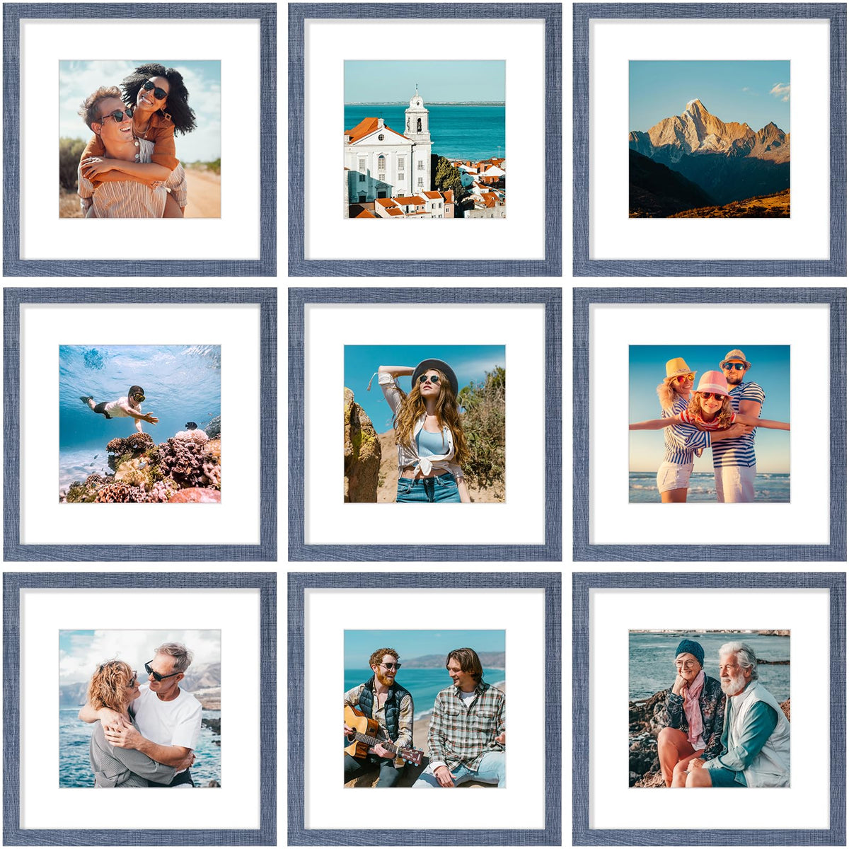 Vittanly 8x10 Picture Frames Set of 9 for Wall or Tabletop Display, Black