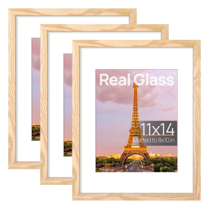 upsimples 11x14 Picture Frame, Gallery Glass Photo Frames Set of 3, Black
