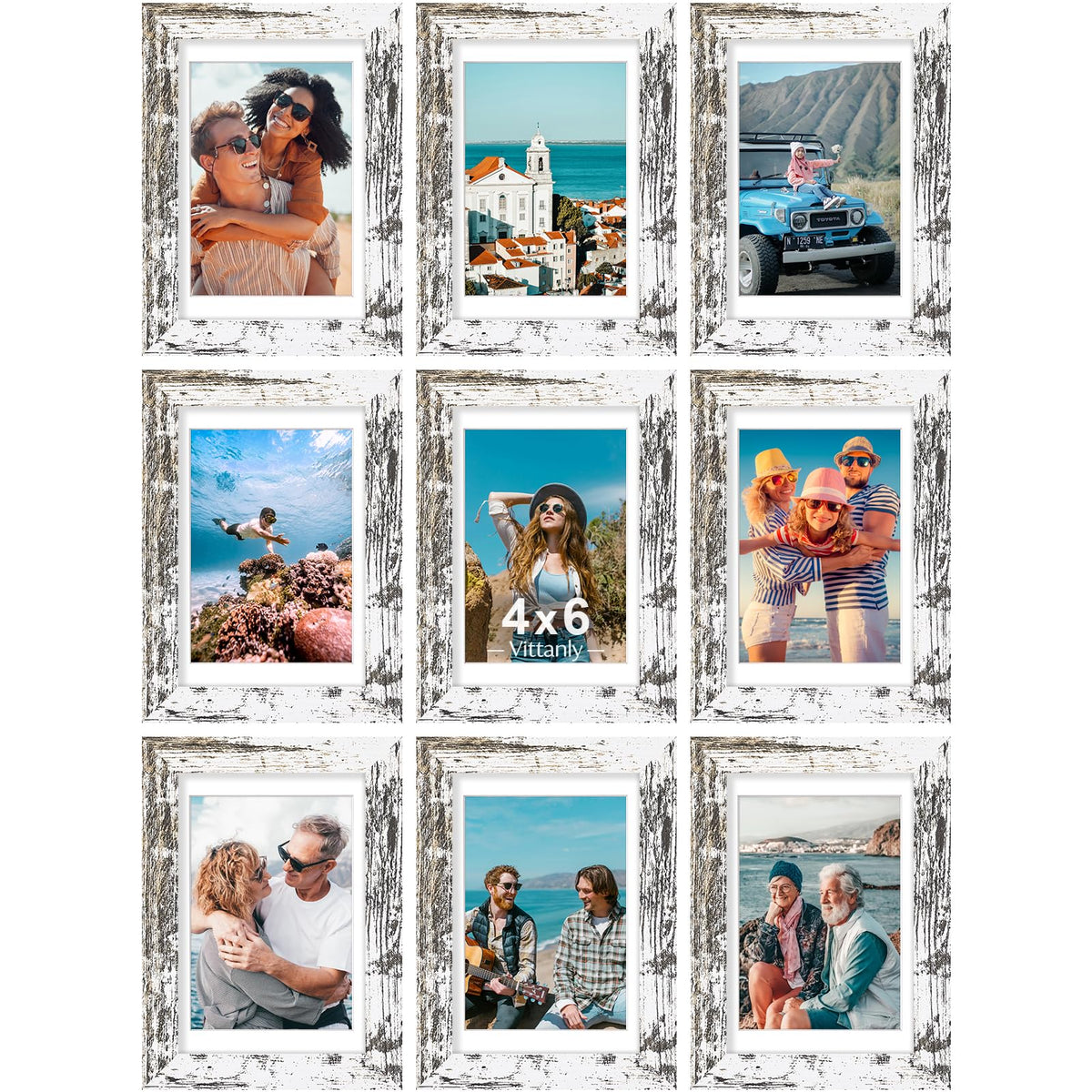 Vittanly 8x10 Picture Frames Set of 9 for Wall or Tabletop Display, Black