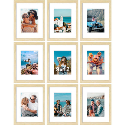 Vittanly 8x10 Picture Frames Set of 9 for Wall or Tabletop Display, Black