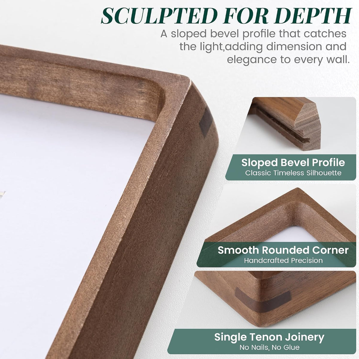 Picture Frames, Solid Walnut Wooden Frame,Round Corner Hand Craft Photo Frame, 11x14 Matted to 8x10, 11 by 14 Document Diploma Frame with HD Real Glass,Wall or Tabletop Display