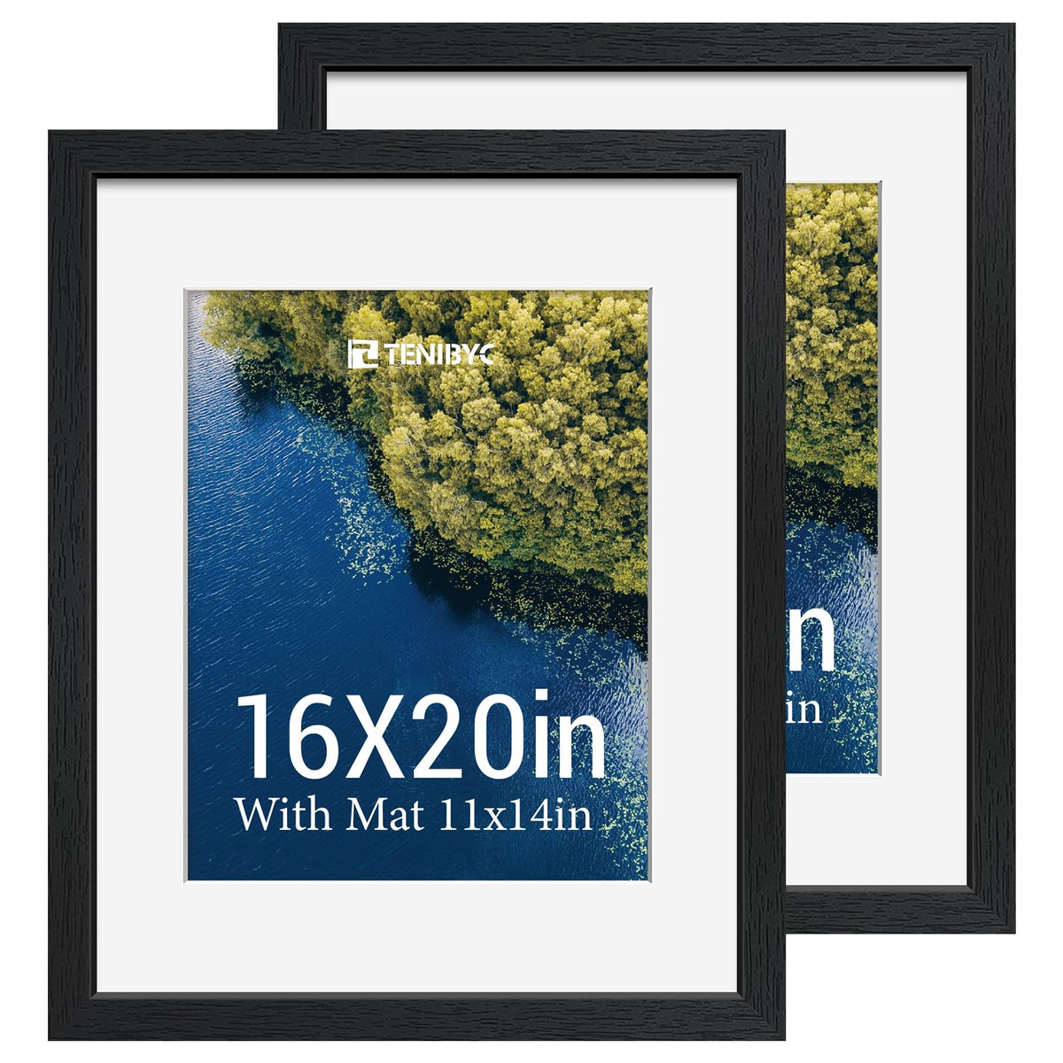 5x7 picture frame 4 Pack, 4x6 Mat, Black Wood, Glass, for Photo