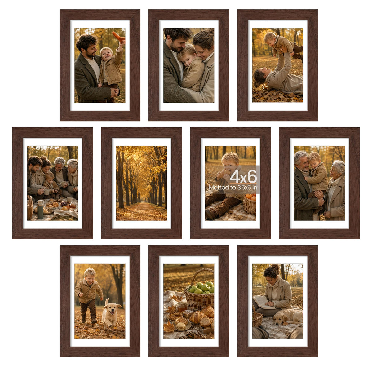 upsimples 5x7 Picture Frame, Photo Collage Wall Decor Set of 10, Black