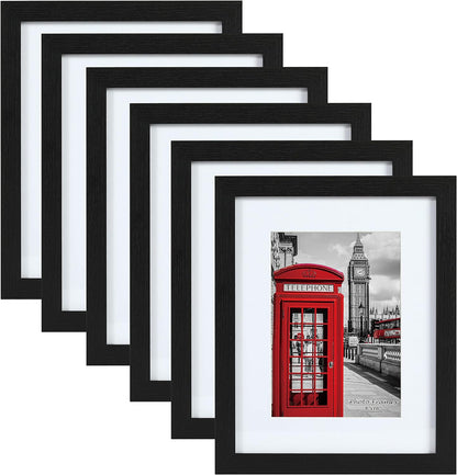 PEALSN 8x10 Picture Frame Set of 6,Wall or Tabletop Display,Black Woodgrain