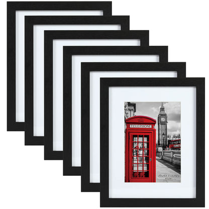 PEALSN 8x10 Picture Frame Set of 6,Wall or Tabletop Display,Black Woodgrain