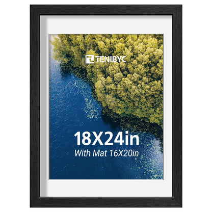 5x7 picture frame 4 Pack, 4x6 Mat, Black Wood, Glass, for Photo