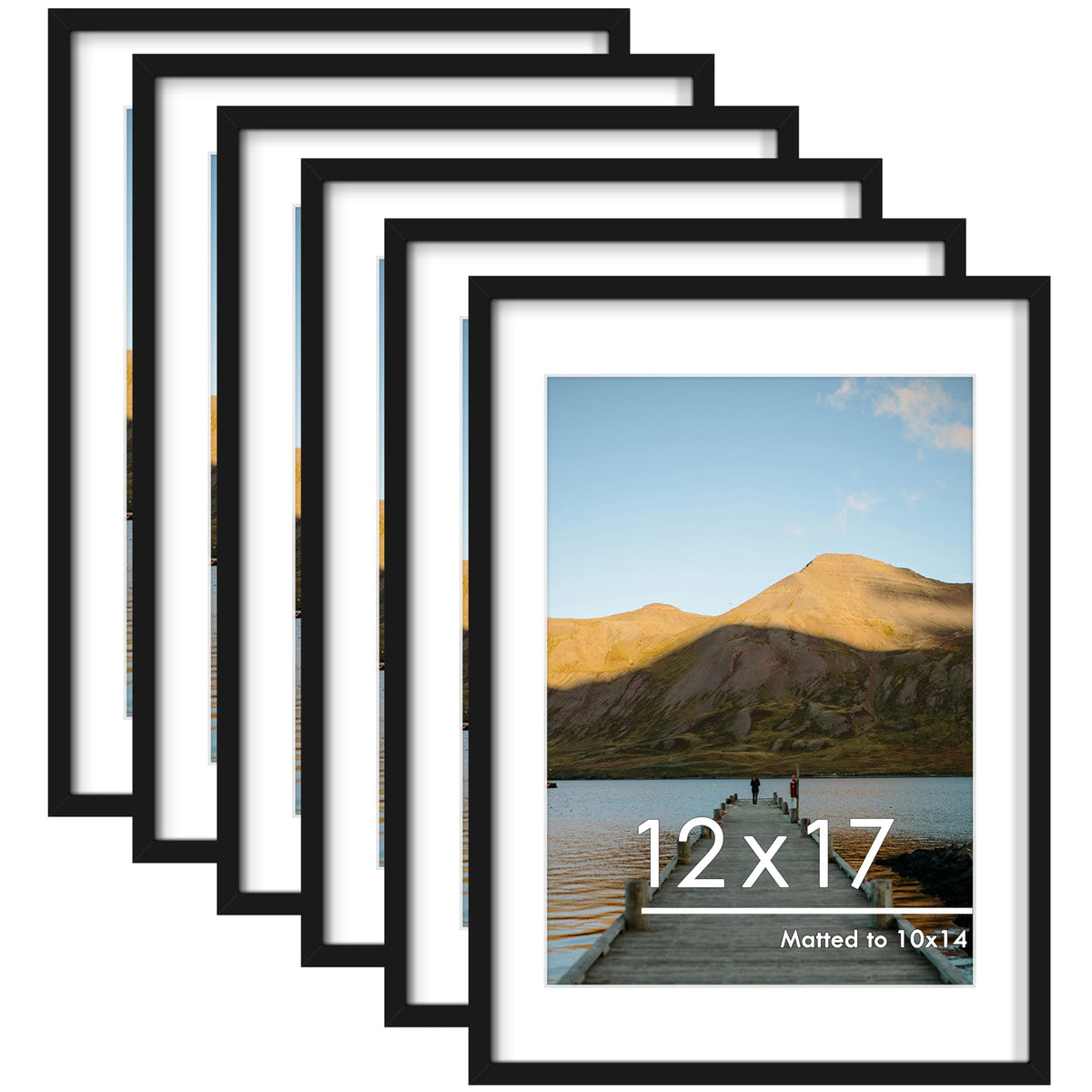 PEALSN 8x10 Picture Frame Set of 6,Wall or Tabletop Display,Black Woodgrain